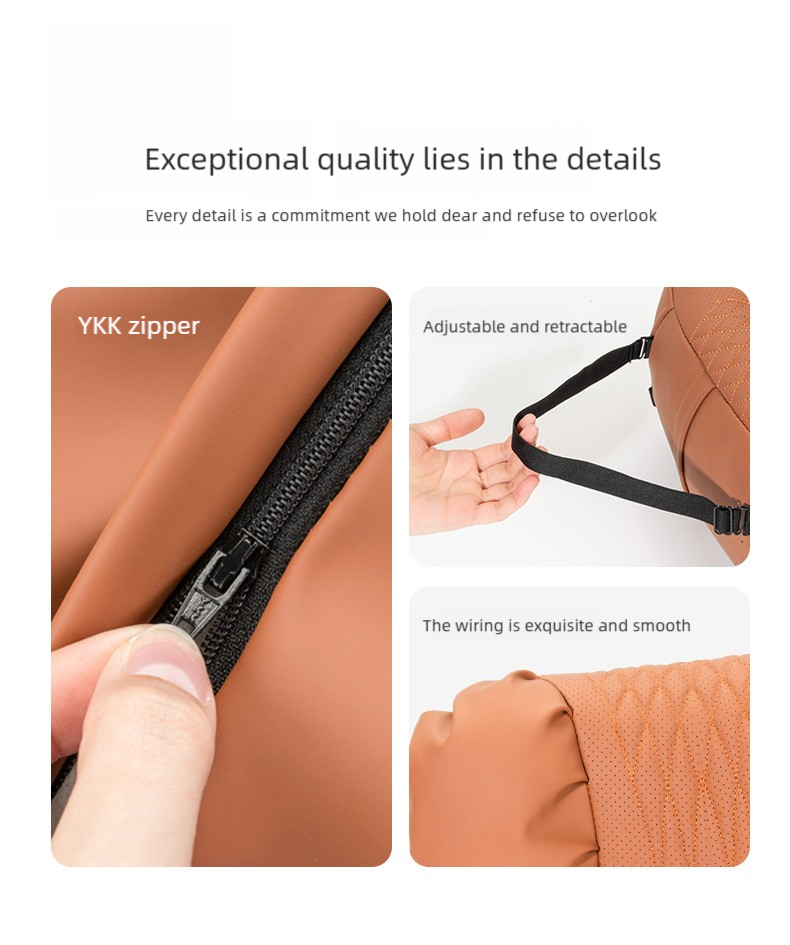 Leather Car Neck Pillow & Lumbar Support Cushion Set