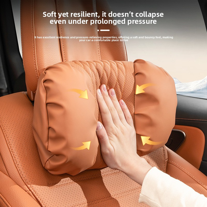 Leather Car Neck Pillow & Lumbar Support Cushion Set