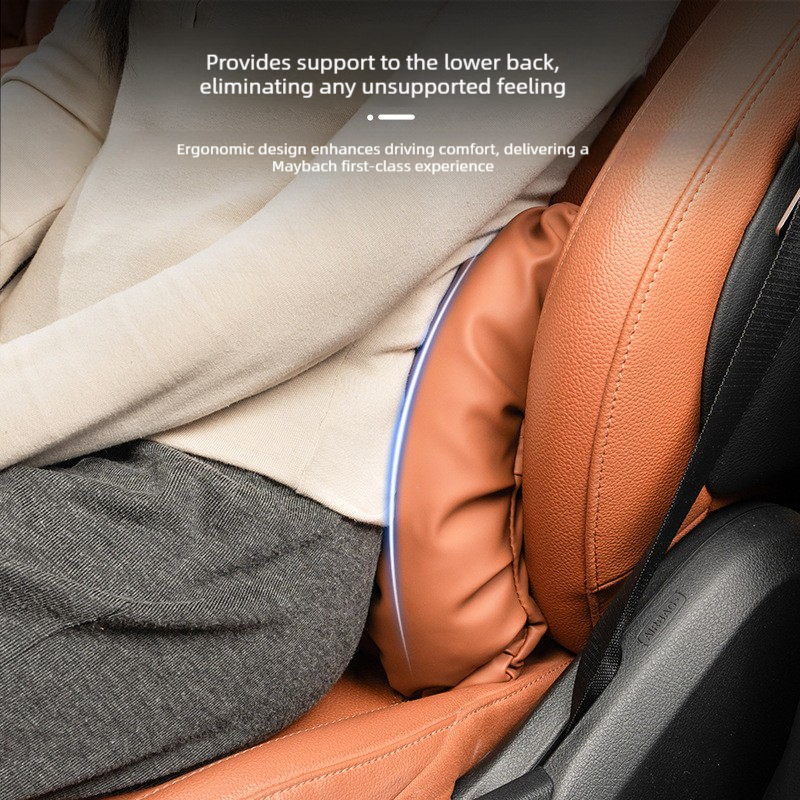 Leather Car Neck Pillow & Lumbar Support Cushion Set