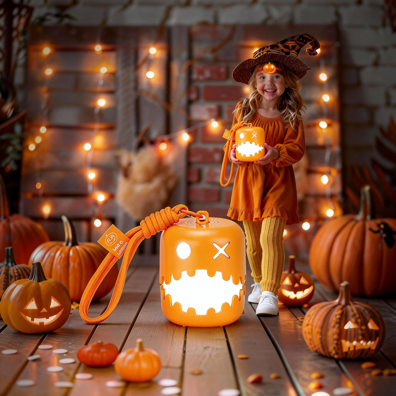 Halloween Pumpkin Night Light | 7-Color Pull Cord Lamp