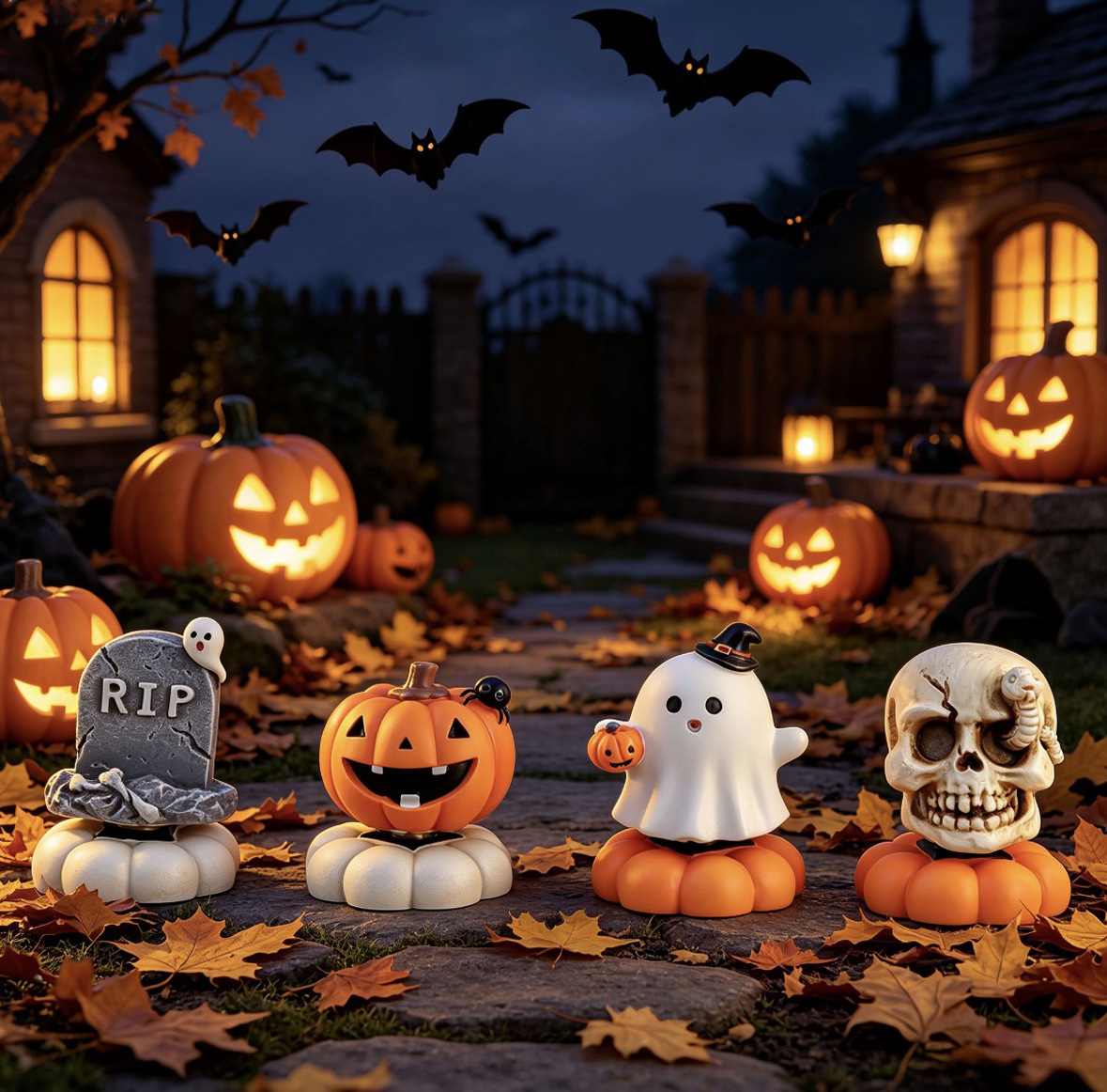 Halloween Tabletop Decor | Rotating Resin Figurines