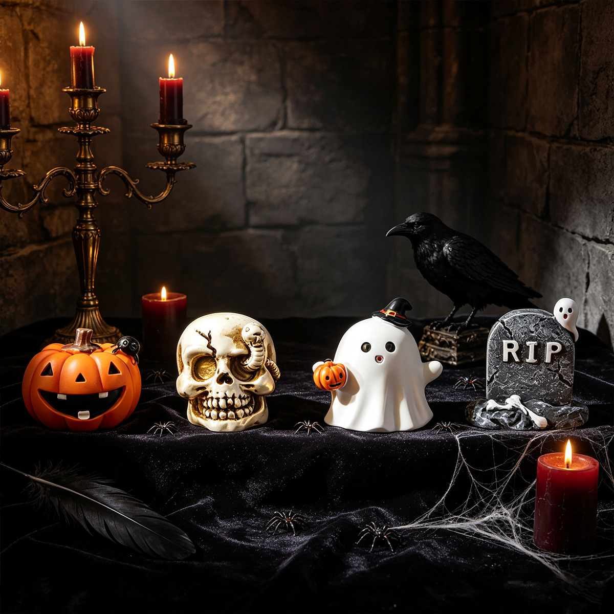 Halloween Tabletop Decor | Rotating Resin Figurines