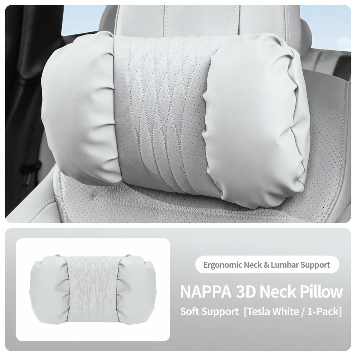 Leather Car Neck Pillow & Lumbar Support Cushion Set