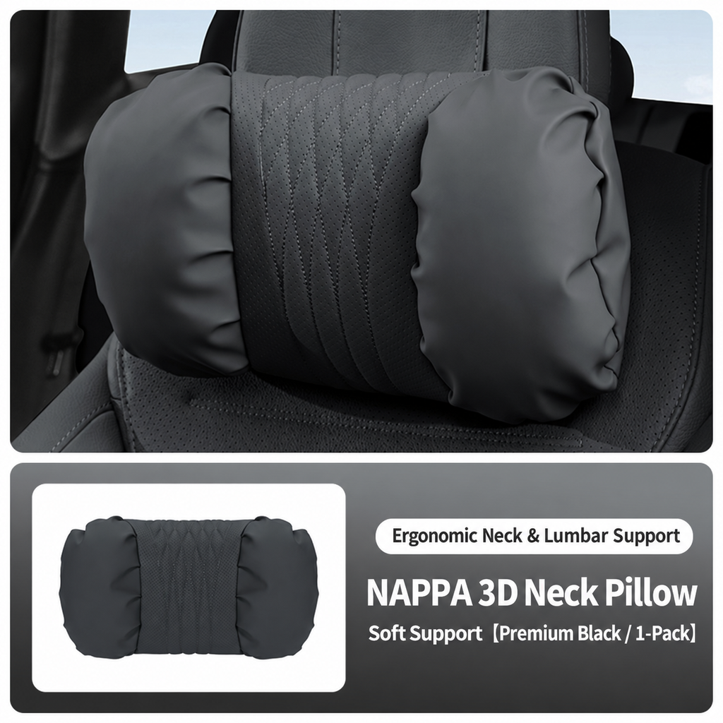 Leather Car Neck Pillow & Lumbar Support Cushion Set
