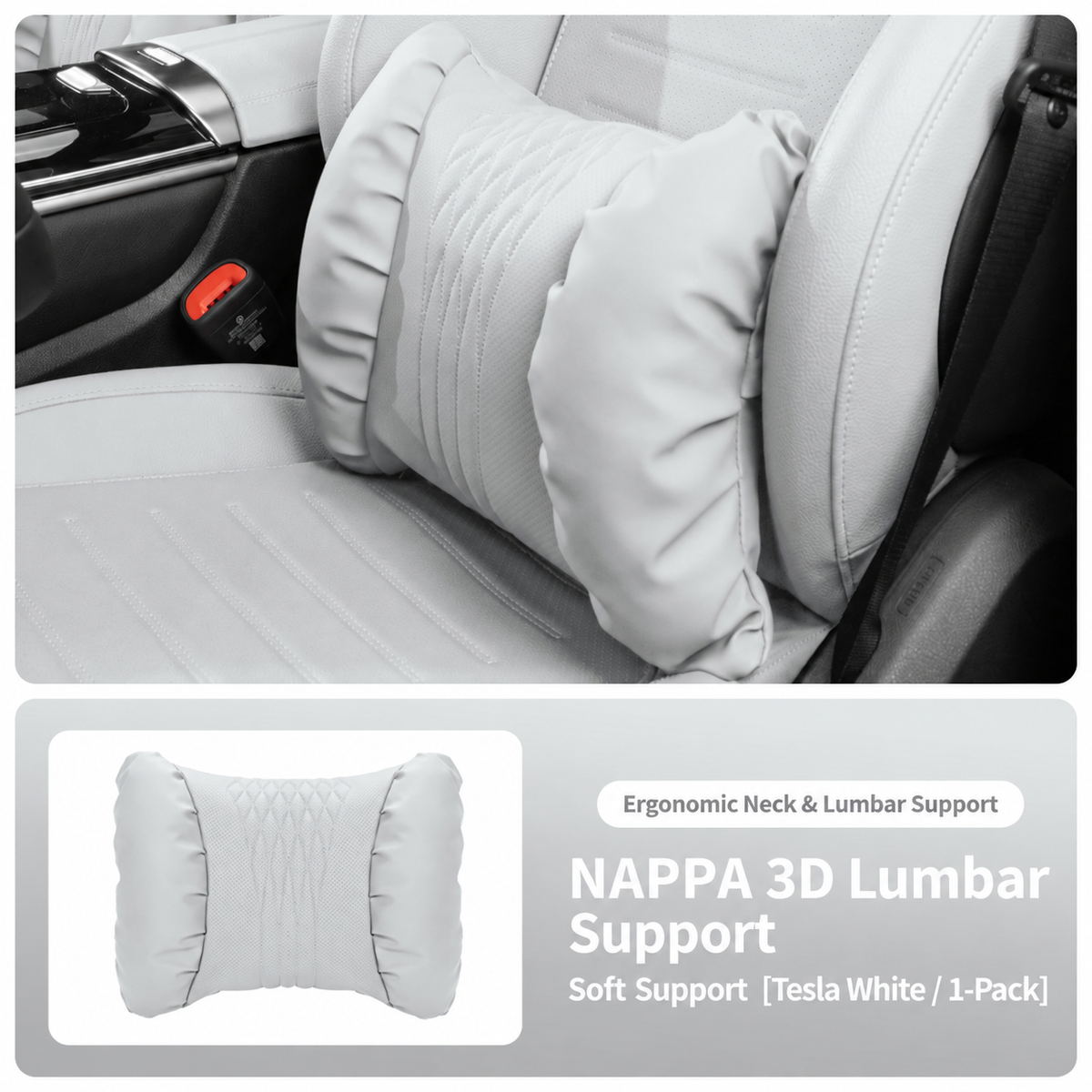 Leather Car Neck Pillow & Lumbar Support Cushion Set
